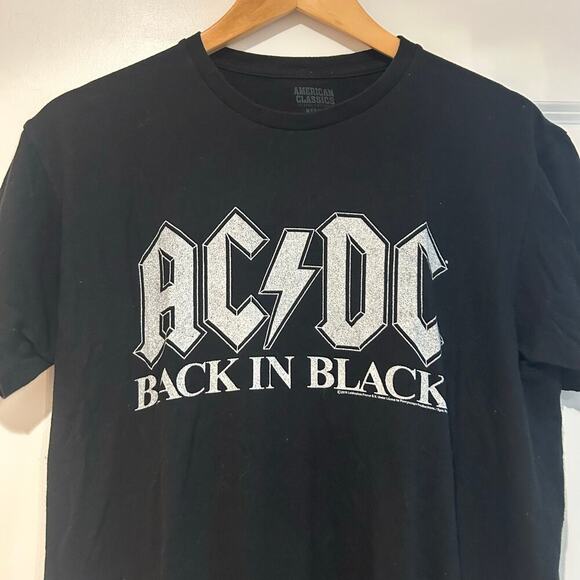 AC/DC Back In Black Cotton Short Sleeve‎ T-Shirt Mens Medium Black Indie Grunge - Picture 2 of 6